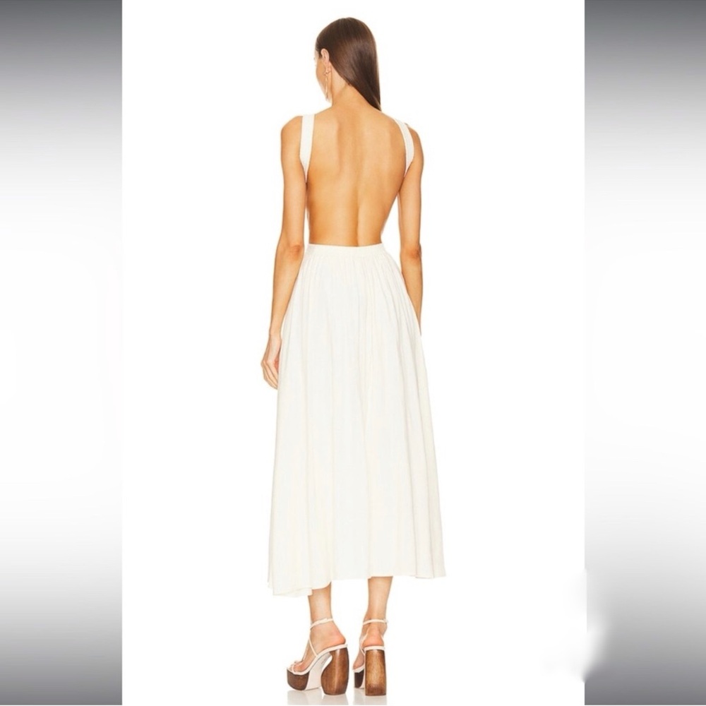 NWT Cult Gaia Theia Halter Backless Linen Blend MIDI Dress in Off- White Size M - Picture 5 of 16